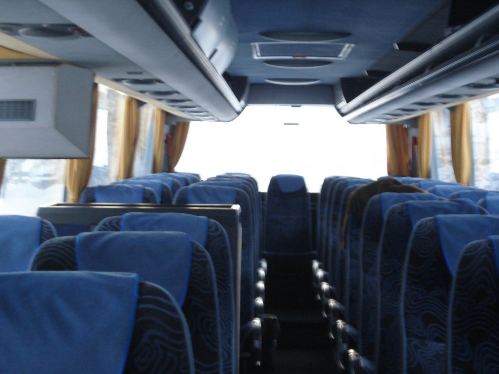 Ein MERCEDES-Tourismo Bus von innen 
Pobershau, Winter 2010
