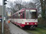 Strasenbahn - Stadtbahn/108049/eine-doppeltraktion-aus-stadtbahnwagen-b-der Eine Doppeltraktion aus Stadtbahnwagen B der Rheinbahn steht am 12.02.2004 in der Wendeschleife in Dsseldorf-Lrick.