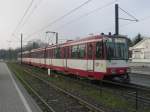 Eine Doppeltraktion aus Stadtbahnwagen B der Rheinbahn steht am 12.02.2004 in Dsseldorf-Lrick.