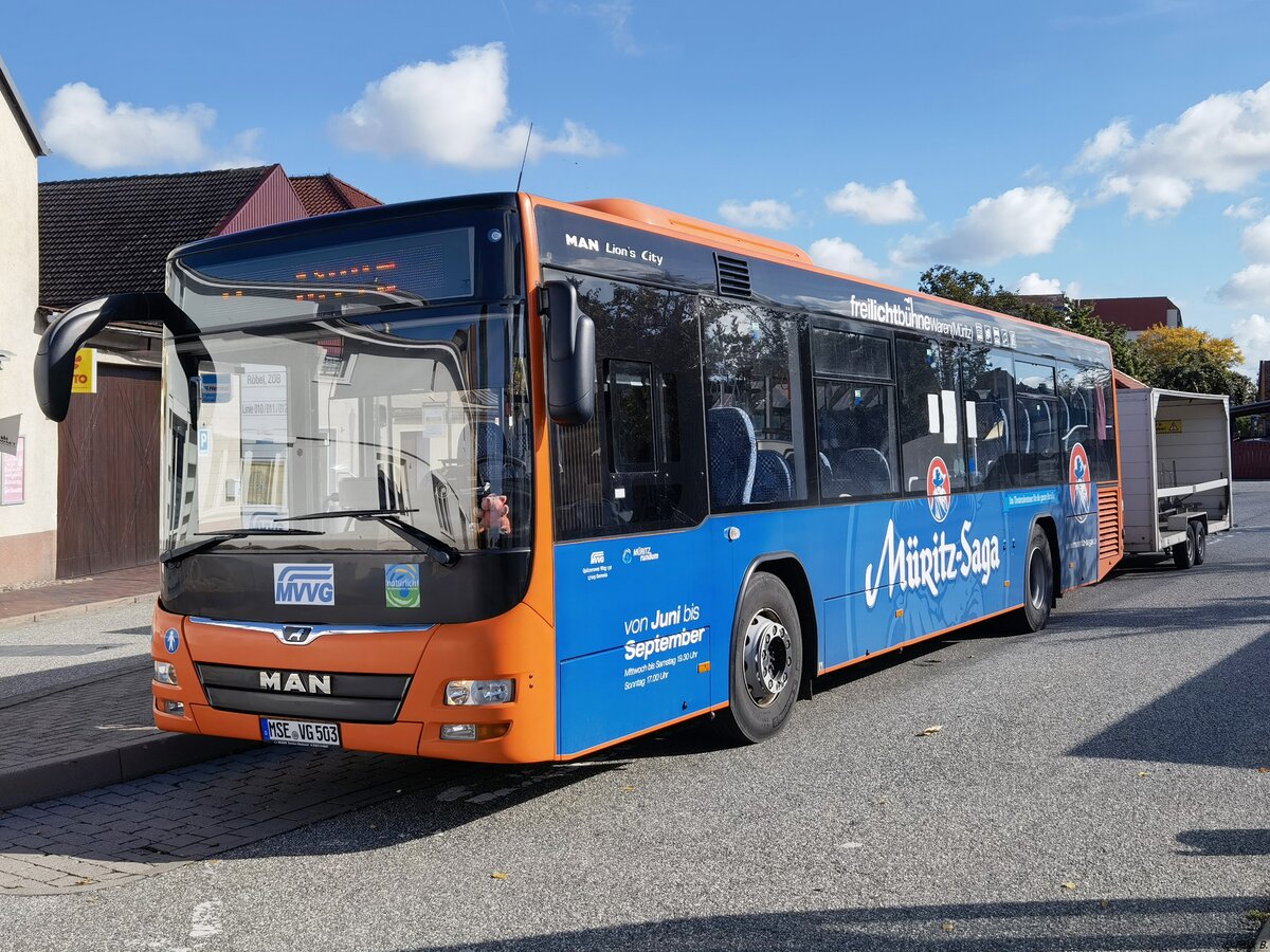 MAN Lion's City LE Ü der MVVG mit Anhänger in Röbel.
