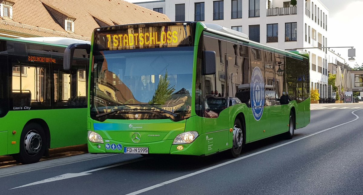 MB Citaro von Rh�nEnergie rollt als Linie 7 zur Endhaltestelle Stadtschloss in Fulda, 09-2019