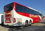 MB Tourismo von STURZ-Reisen steht auf dem Busplatz der Veterama Mannheim, Oktober 2018