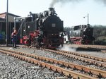 Lok 12 am 02.10.2016 vorm Lokschuppen Hettstedt Kupferkammerh�tte beim Wassernehmen.