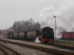 Mit Volldampf verlie� 99 4633,am 16.Februar 2015,mit ihren ersten Zug nach G�hren Putbus kurz nach zehn Uhr.